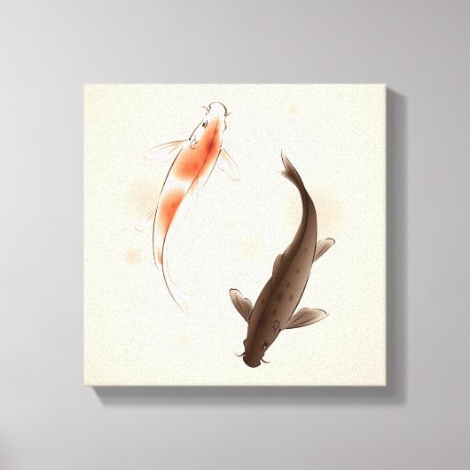 陰陽コイのスタイル絵画魚 キャンバスプリント (正面)