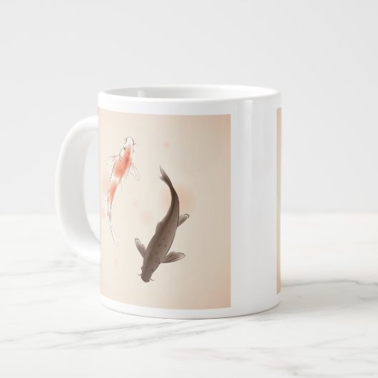陰陽コイのスタイル絵画魚 ジャンボコーヒーマグカップ (正面左)
