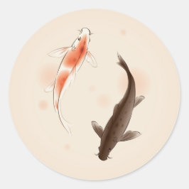 陰陽コイのスタイル絵画魚 ラウンドシール