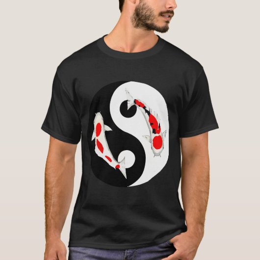 陰陽コイの蝶シャツ ニシキゴイ 日本 Tシャツ (正面)