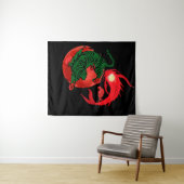 陰陽コイ魚日本のスタイルバランス浮世絵 タペストリー (インサイチュ(横))