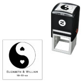 陰陽シンボルとハートラブカップル結婚ズ セルフインキングスタンプ (インサイチュ)