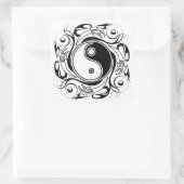 陰陽シンボル 黒と白のタトゥースタイル スクエアシール (バッグ)