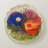 陰陽ツリーの風景 ラウンドクッション (裏面)