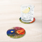 陰陽ツリーの風景 ラウンドペーパーコースター (インサイチュ)