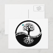 陰陽ツリーオブライフブラック&ホワイト ポストカード (正面/裏面)