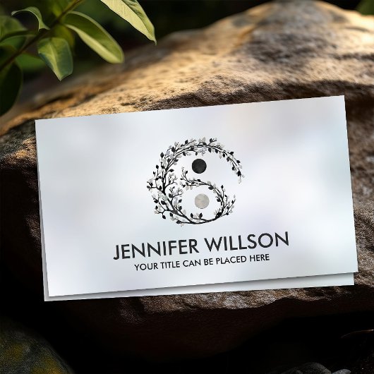 陰陽ツリーブランチパールブラックマーブル 名刺