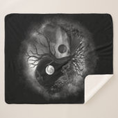 陰陽ツリー横（白黒） シェルパブランケット (正面(横))