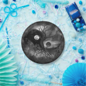 陰陽ツリー横（白黒） ペーパープレート (パーティー)