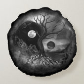 陰陽ツリー横（白黒） ラウンドクッション (裏面)