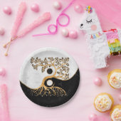 陰陽ツリー – ビー玉と金ゴールド ペーパープレート (パーティー)