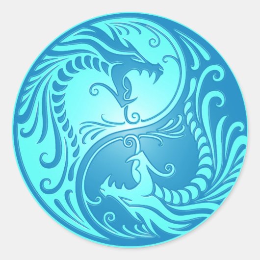 陰陽ドラゴンズ、ライトブルー ラウンドシール (正面)