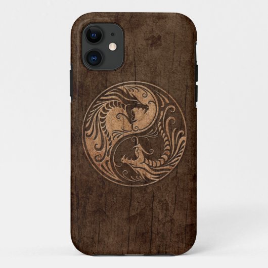 陰陽ドラゴン(木目のエフェクト付き) Case-Mate iPhoneケース (裏面)
