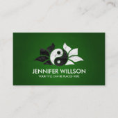 陰陽ハス花 – 白黒大理石 名刺 (正面)