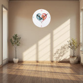 陰陽ハート 芸術的 ラウンド壁時計