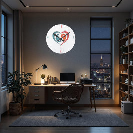 陰陽ハート 芸術的 ラウンド壁時計