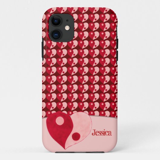 陰陽ハート（赤/ピンク） Case-Mate iPhoneケース (裏面)