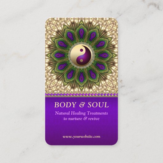 陰陽バランスパープルグリーンピーコックマンダラ 名刺 (裏面)