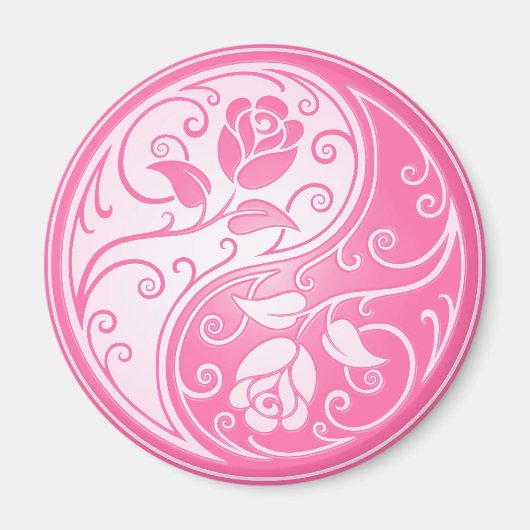 陰陽バラ、ピンク マグネット (正面)