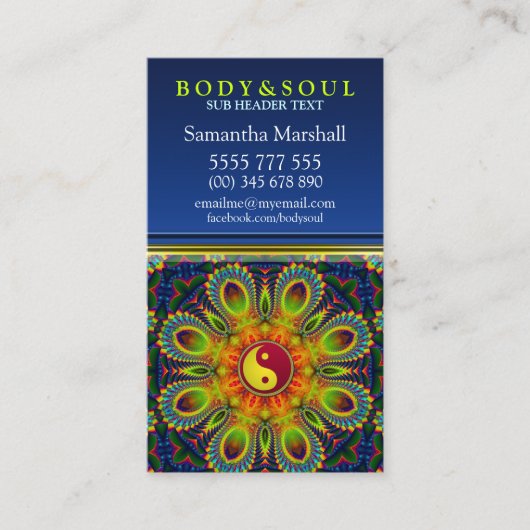 陰陽フラクタルピーコックマンダラニューエイジ 名刺 (正面)