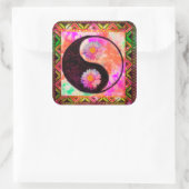 陰陽ボホアステカピースラブ絞り染め虹 スクエアシール (バッグ)