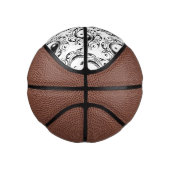 陰陽マークの黒と白のタトゥースタイル ミニバスケットボール (右)