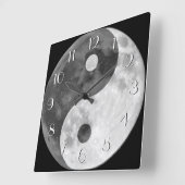 陰陽ムーエレガントンナンバーズ白黒 スクエア壁時計 (傾斜)