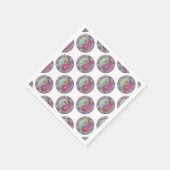 陰陽メダリオンバイオレットターコイズ スタンダードカクテルナプキン (角)