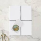 陰陽メダリオン金ゴールドターコイズ ギフトタグ (より糸付き)