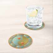 陰陽メダリオン金ゴールドターコイズ ラウンドペーパーコースター (インサイチュ)