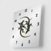 陰陽リザードシルバー スクエア壁時計 (傾斜)