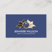 陰陽ロータスフラワー白黒大理石と金ゴールド 名刺 (正面)