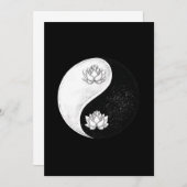 陰陽ロータスフラワー調和白黒ギフト 招待状 (正面/裏面)