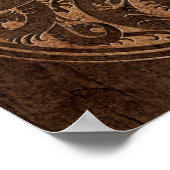 陰陽中国のドラゴン(木目のエフェクト付き) ポスター (角)