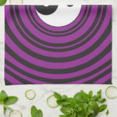 陰陽太極記号紫黒丸 キッチンタオル (折り畳み)