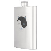 陰陽子猫イン青かわいい瞑想ヨガデザイン フラスク (左)