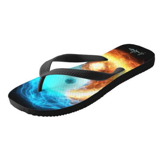 陰陽氷と火の神聖なシンボルあなたの名前 ビーチサンダル (アングル)
