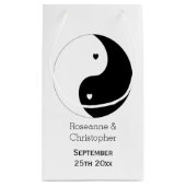 陰陽白黒ハートデザイン結婚 スモールペーパーバッグ (裏面)