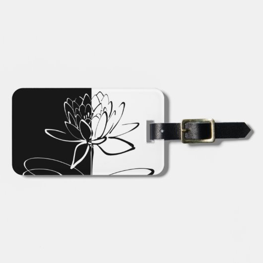 陰陽白黒ロータスブロッサム ラゲッジタグ (正面横)