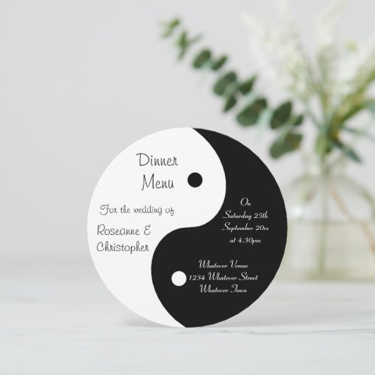 陰陽白黒結婚のディナーメニュー プログラム (スタンド正面)