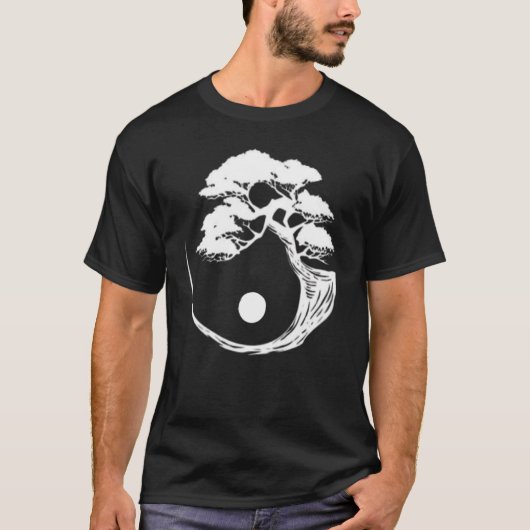 陰陽盆栽の木 日本の仏教禅 Tシャツ (正面)