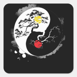 陰陽盆栽日本の仏禅 スクエアシール