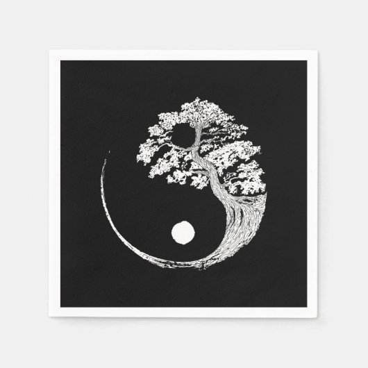 陰陽盆栽日本の仏禅 スタンダードカクテルナプキン (正面)