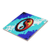 陰陽符号の赤と青芸術的 タイル (側面)