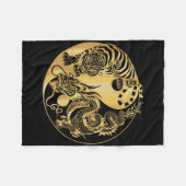 陰陽虎龍ゴールド フリースブランケット (正面(横))