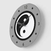 陰陽記号 – 無地の tattooデザイン2 ラージ壁時計 (傾斜)