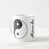 陰陽記号 黒 白 名前 コーヒーマグカップ (正面左)