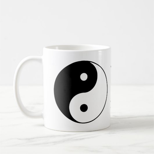 陰陽記号 黒 白 名前 コーヒーマグカップ (左)