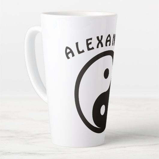 陰陽記号 – tattoo無地のデザイン カフェラテマグ (左アングル)