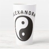 陰陽記号 – tattoo無地のデザイン カフェラテマグ (正面)